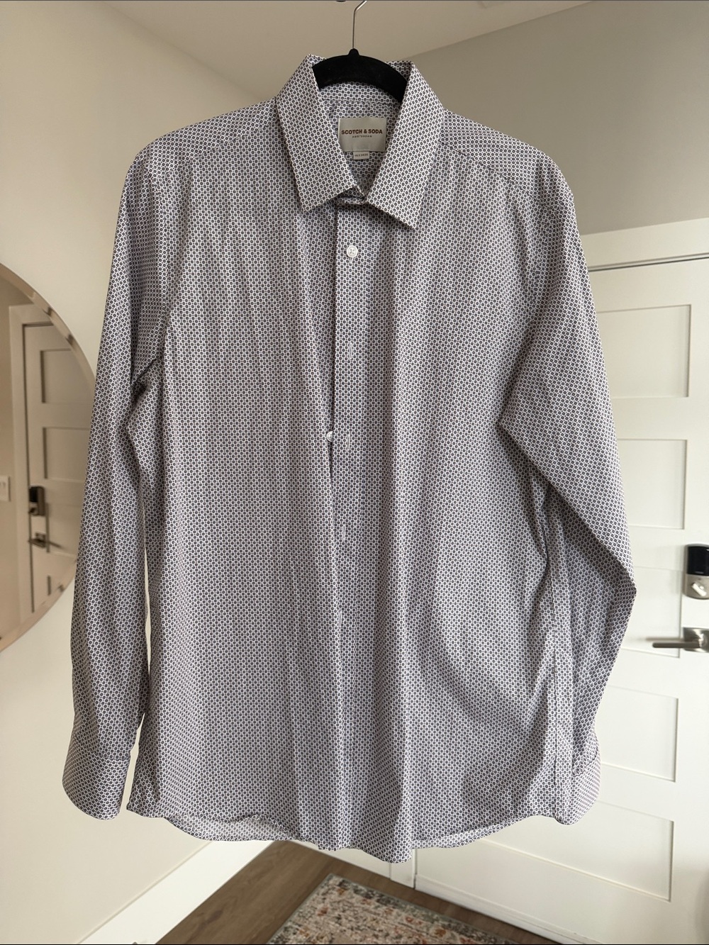 Scotch & Soda White Shirt with Navy Dot Pattern